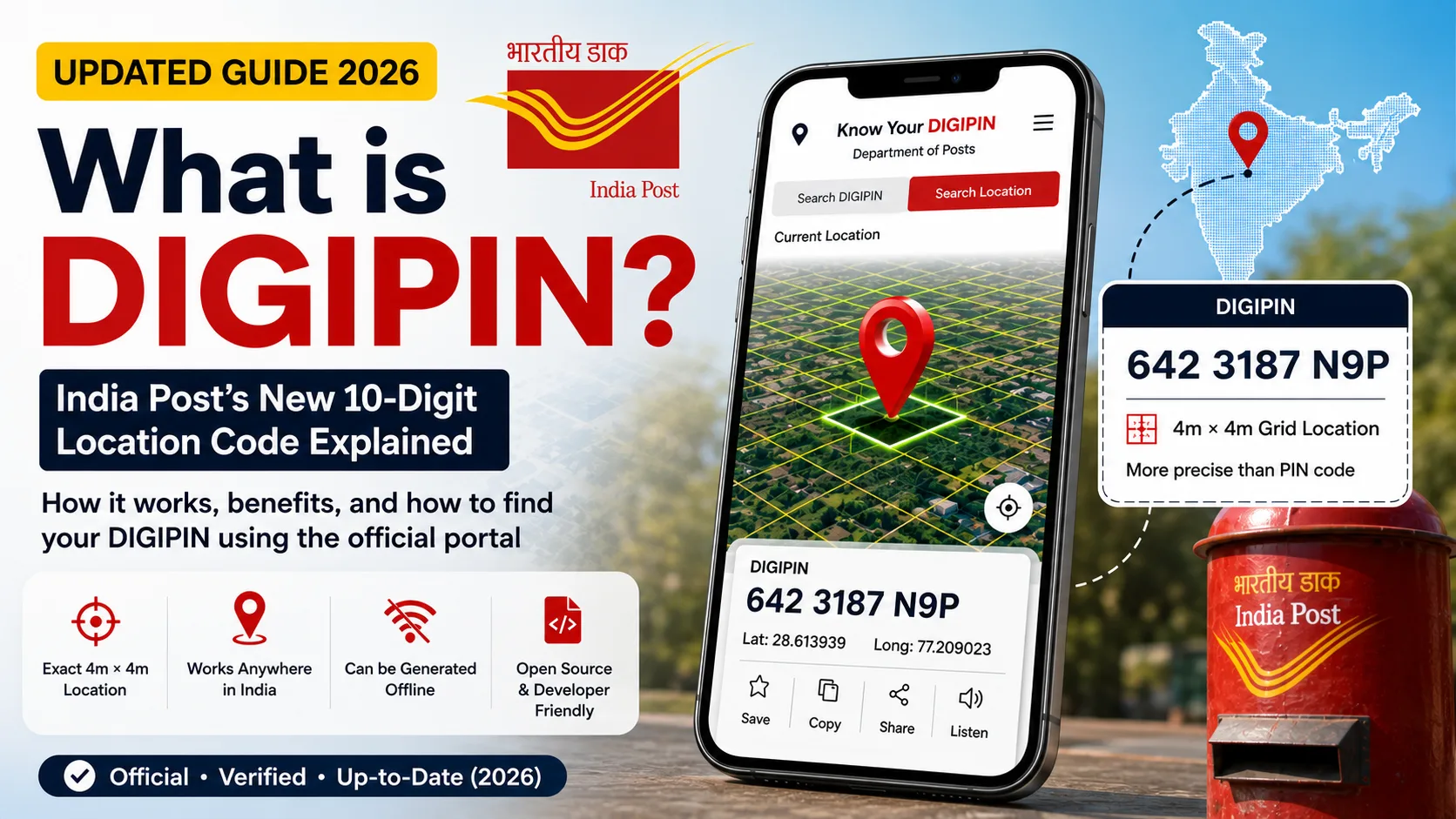 Know Your DIGIPIN: How to Find Yours (2026 Guide) — What is DIGIPIN & Its Benefits" 1 What Is DIGIPIN: How to Know Yours (2026 Guide)