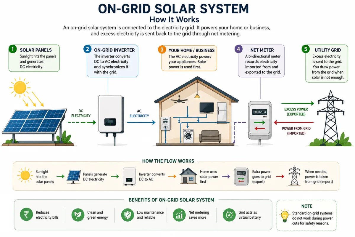How On grid sloar system works