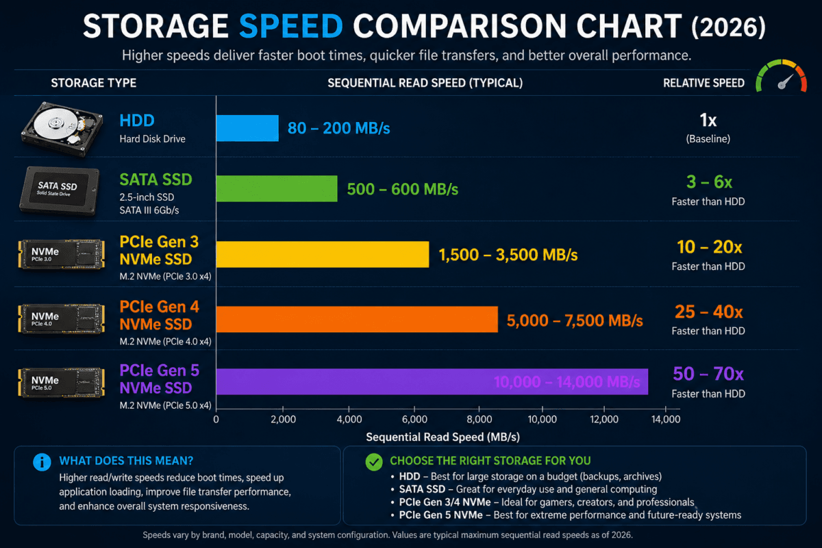 Understanding Data Storage: SSD vs. HDD vs. NVMe Speed comparison