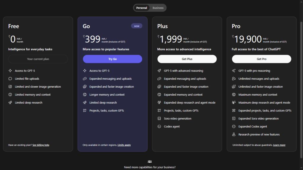 ChatGPT Free vs Go vs Plus: Which Plan is Right for You? 1 chatgpt free vs go vs plus