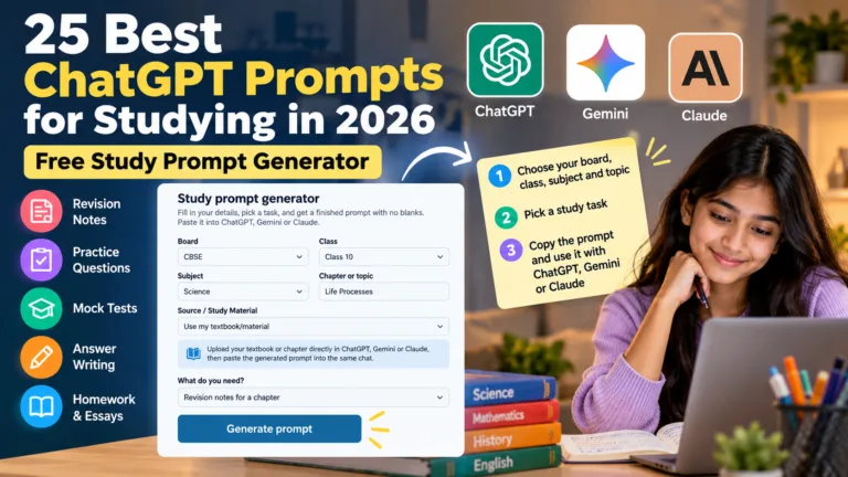 Best Prompts for Studying with ChatGPT, Gemini, Claude+Free Generator