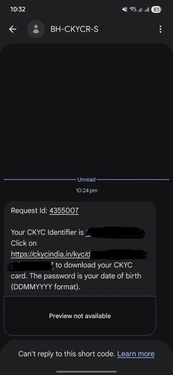 How to Download CKYC Number Online – Understanding India’s Central KYC System 5 Message recieved from CKYC