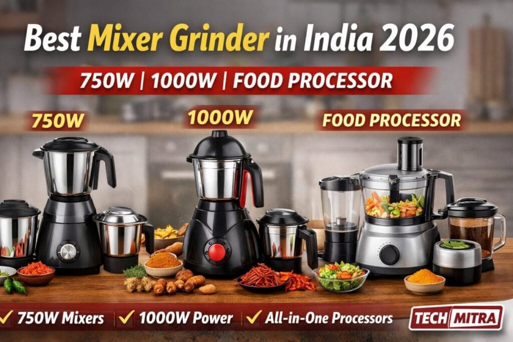 Best Mixer Grinders in India (Jan 2026): Buying Guide, 750W vs 1000W vs Food Processor 1 Best Mixer Grinder in India 2026: Buying Guide