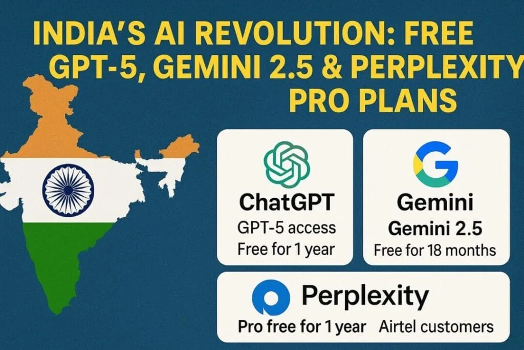 Free AI Offers in India – ChatGPT Go, Gemini Adv & Perplexity Pro