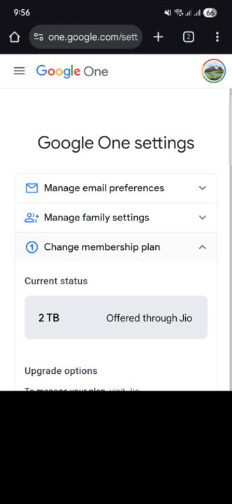 Google One 2 TB Offer shown