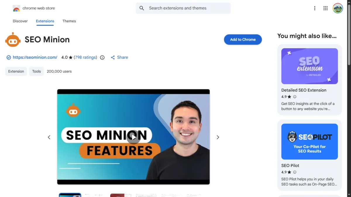 25 Best Free Chrome Extensions for Productivity in 2026 4 SEO Minion webstore page