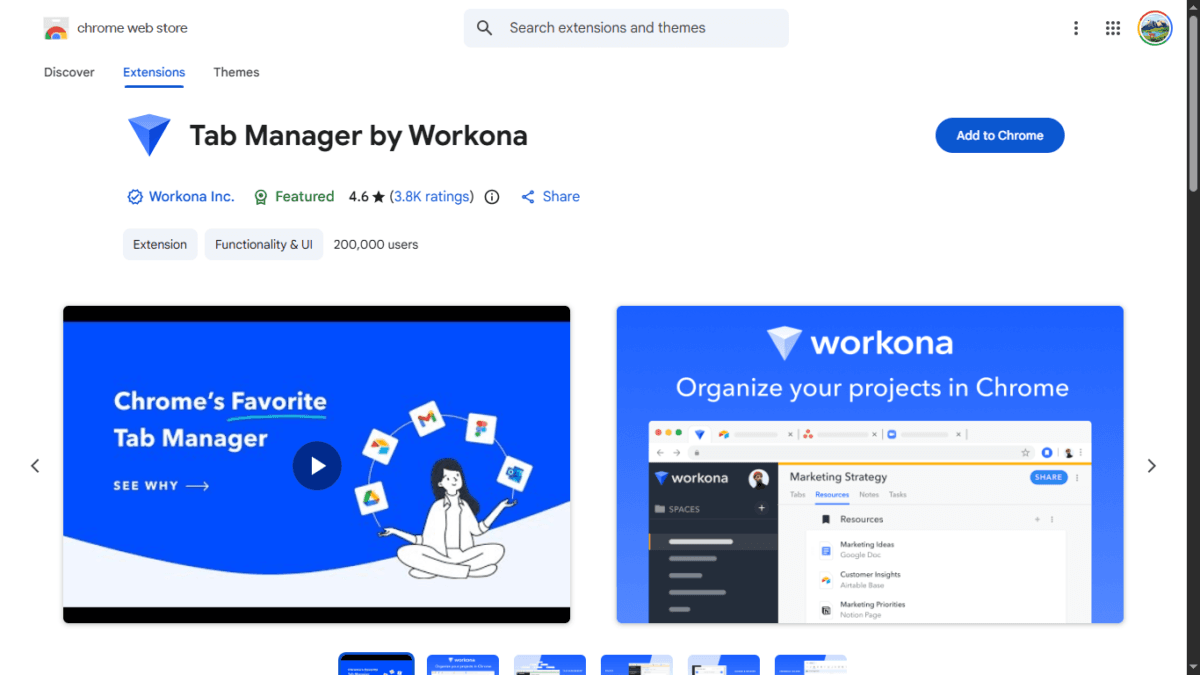 25 Best Free Chrome Extensions for Productivity in 2026 5 Workona Webstore page