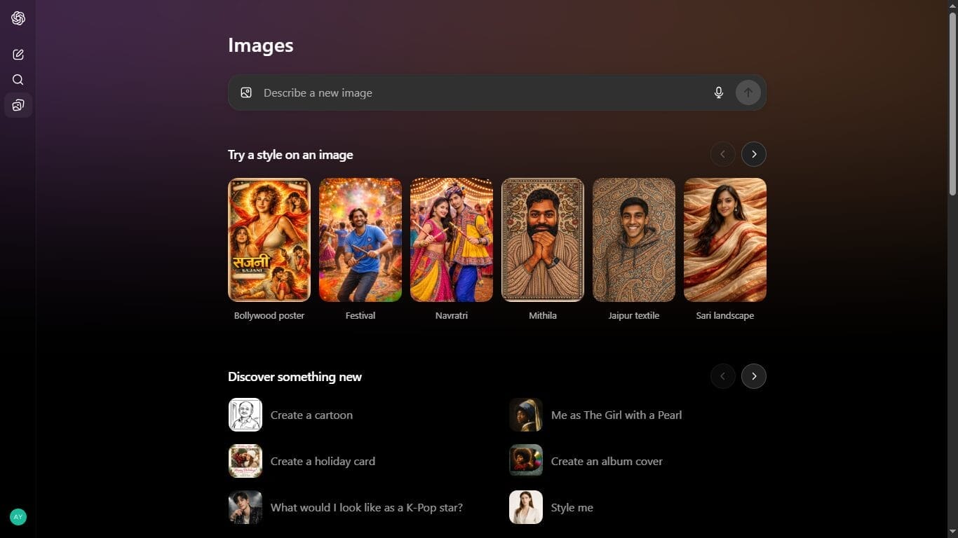 OpenAI Launches Faster, Smarter ChatGPT Images Powered by GPT Image 1.5 1 ChatGPT Images model interface showing GPT Image 1.5 styles and image generation tools