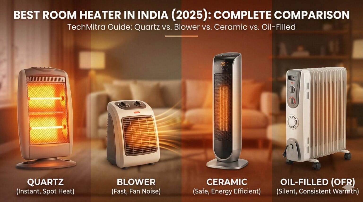 🔥 Best Room Heater in India ( Jan 2026): Quartz vs Blower vs Ceramic vs Oil-Filled – Complete Comparison & Top Picks 1 best room heater in india in 2025