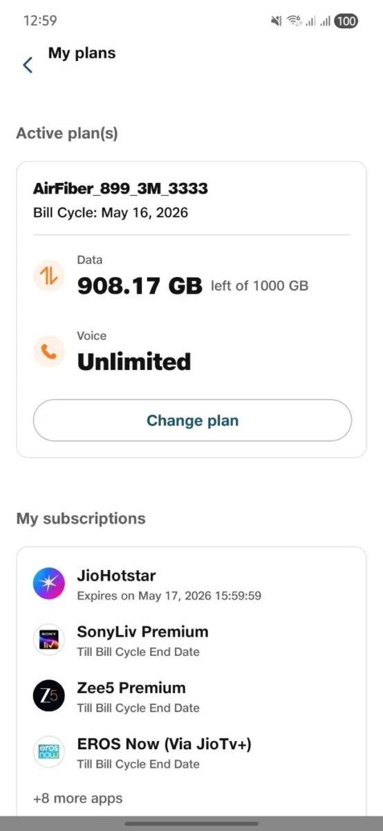 Jio airfiber 899 plan details 