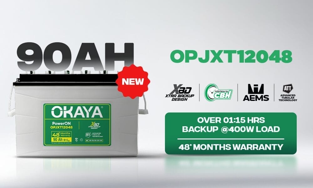okaya launches JXT 90Ah Inverter battery