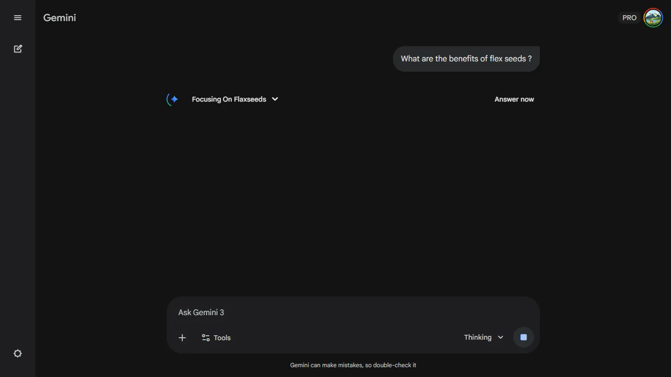 Google Gemini Answer Now feature showing instant response option