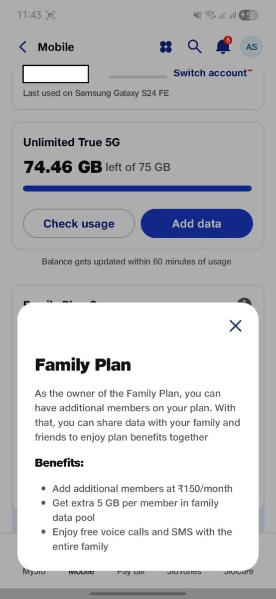 Jio postpaid family plan deatails plan 449
