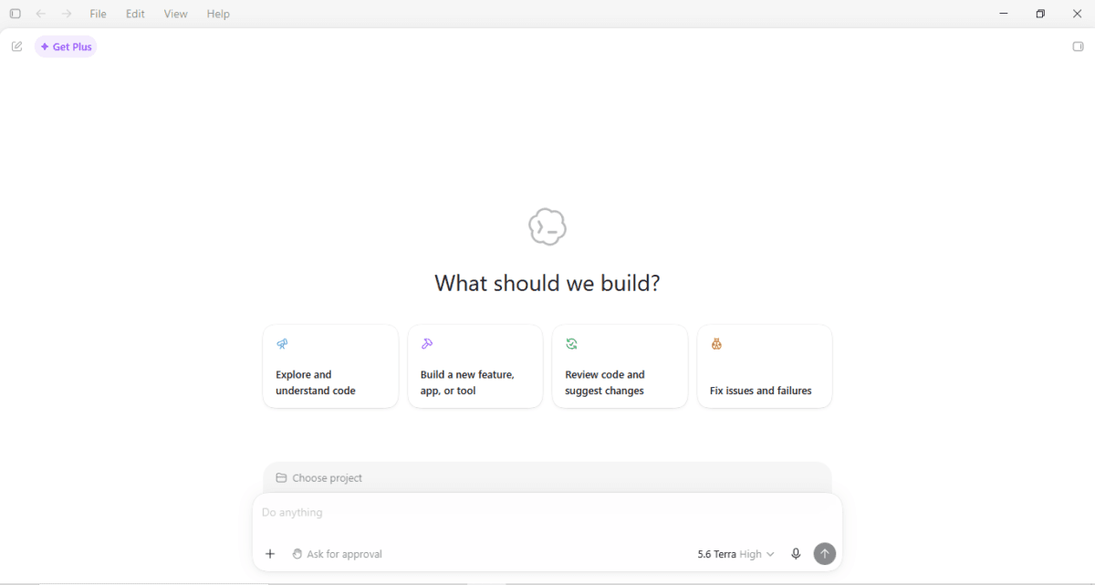 Screenshot: ChatGPT Codex desktop app