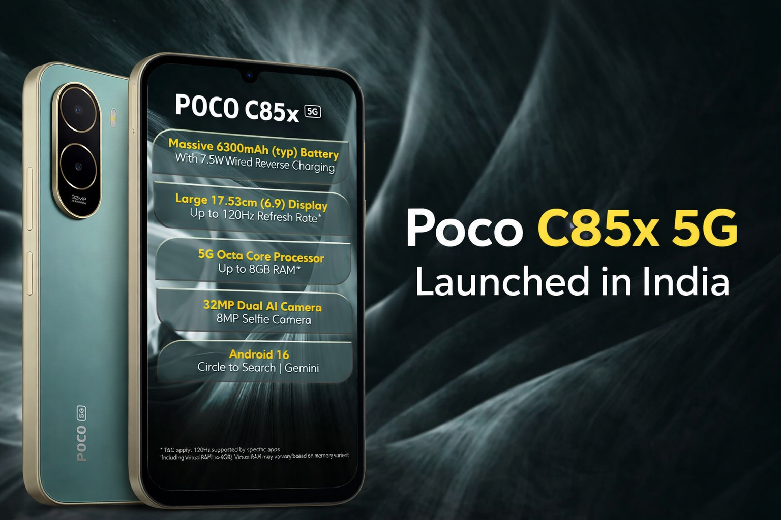 Poco C85x 5G Price in India, Specifications, Features, Comparison