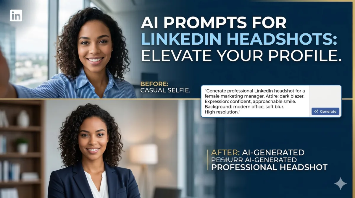 How to Generate LinkedIn Headshots with AI: 15 Copy-Paste Prompts 1 15 Best Prompts for AI LinkedIn Headshots (2026 Guide)