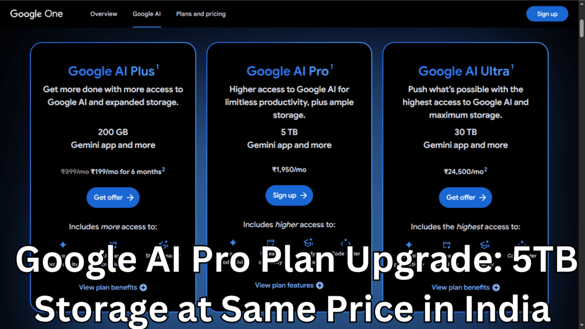 Google AI Pro Plan Upgrade: 5TB Storage at Same Price in India