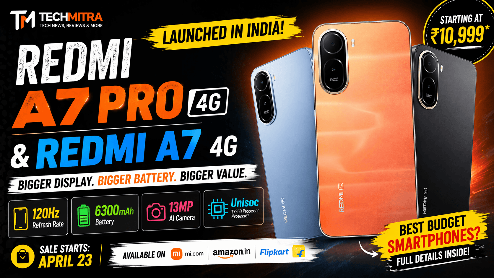 Redmi A7 Pro 4G & Redmi A7 4G Launched : Which One to Buy?