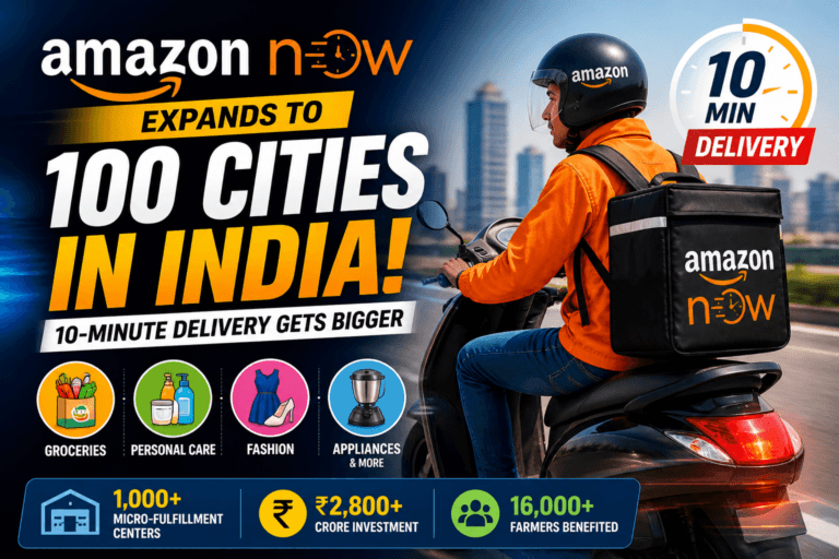 Amazon Now Expands to 100 Cities: 10-Min Delivery Race Heats Up