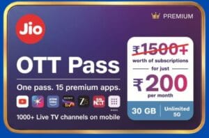 Jio Launches ₹ 200 OTT Pass With 30GB Data, 15 OTT Apps & Live TV