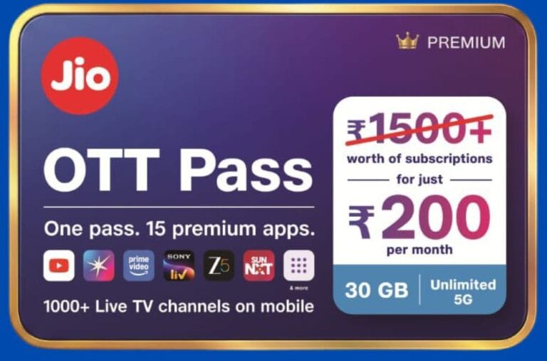 Jio Launches ₹ 200 OTT Pass With 30GB Data, 15 OTT Apps & Live TV