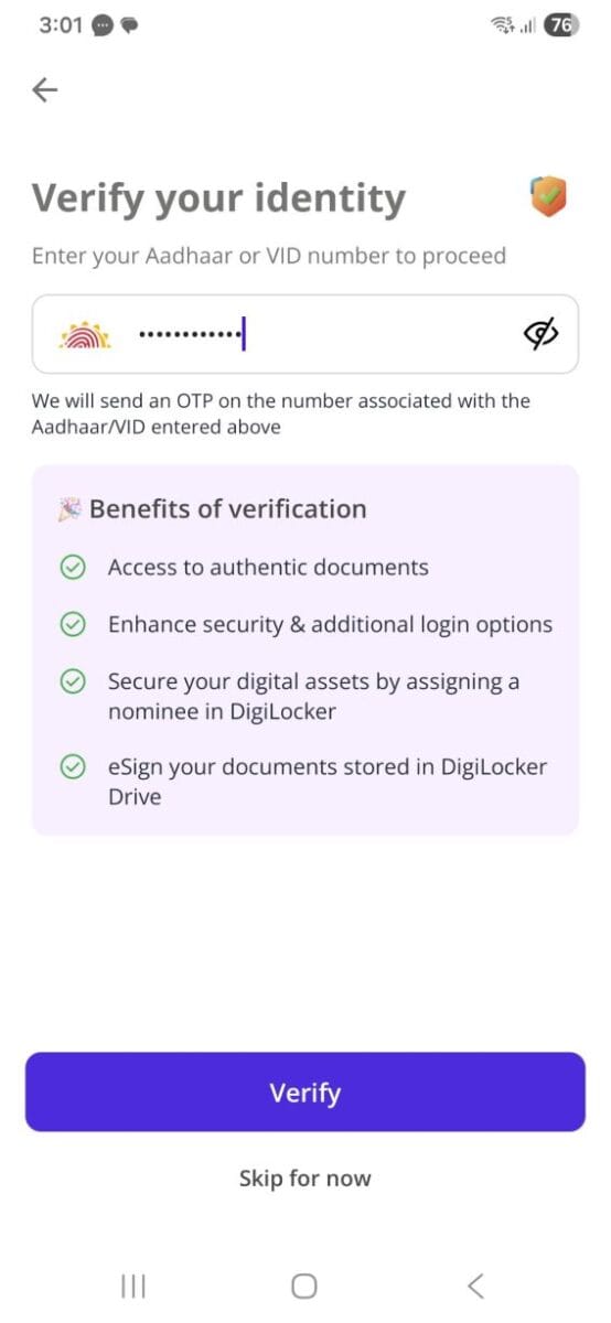 Step 5 Verify Aadhaar Number