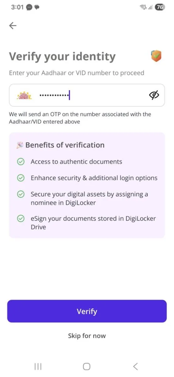 Step 5 Verify Aadhaar Number