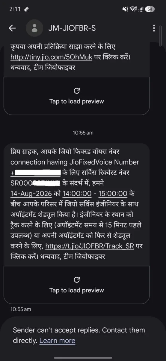 Jio Airfiber Review ( June 2026) – Honest Real User Experience After 18 months Use 8 Screenshot 20260814 141110 Messages