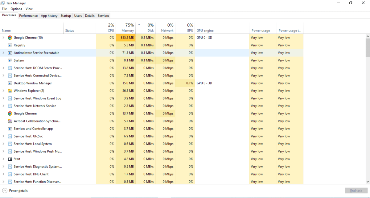 Sorting the Task Manager by Memory