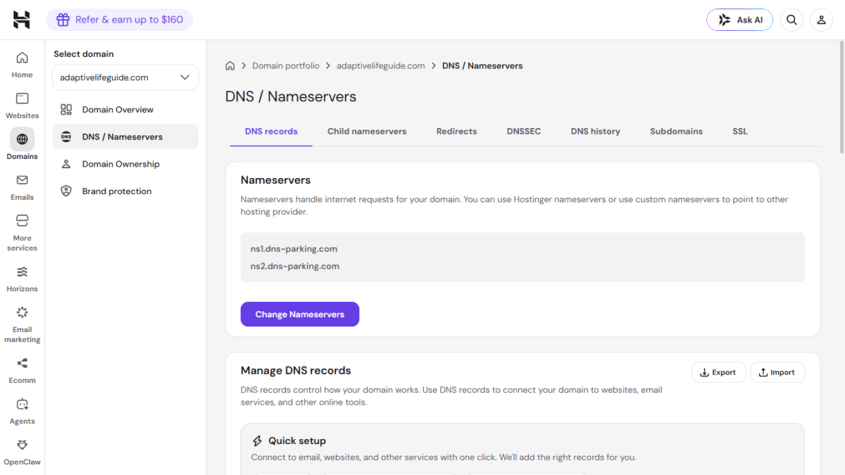 What is Brevo, Its Pricing, and How to Authenticate Your Website (Connecting DNS) 7 Hostinger DNS/name servers Dashboard