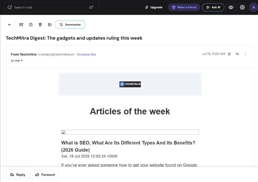 Newsletter recieves