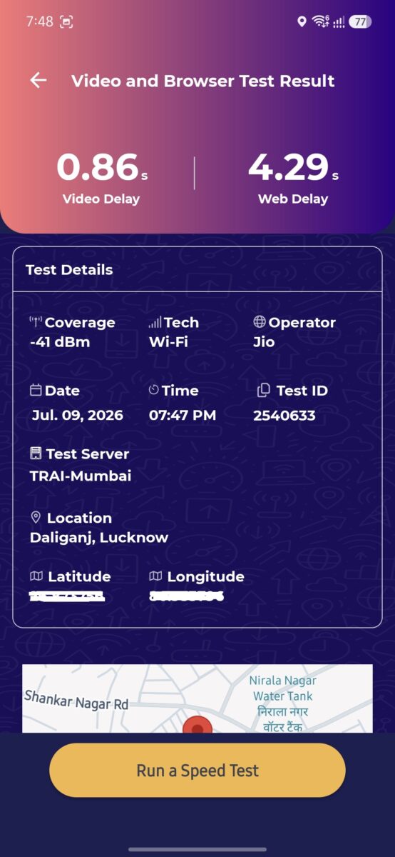 TRAI MySpeed App: I Tested the Revamped Version in Lucknow — Here's What Full Signal Bars Won't Tell You 7 Screenshot 20260709 194819 TRAI MySpeed 1