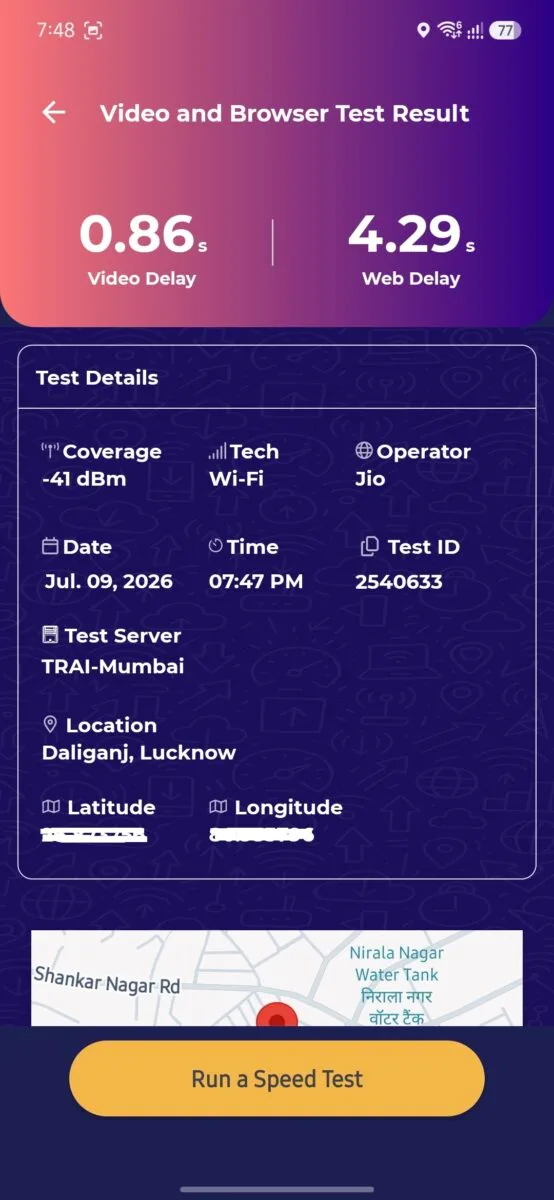 TRAI MySpeed App: I Tested the Revamped Version in Lucknow — Here's What Full Signal Bars Won't Tell You 7 Screenshot 20260709 194819 TRAI MySpeed 1