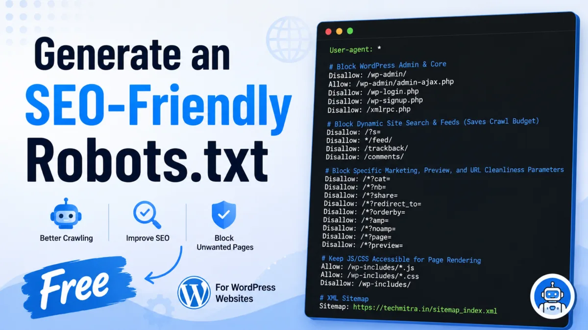 WordPress Robots.txt Generator: Create an SEO-Friendly robots.txt File (2026) 1 WordPress Robots.txt Generator: Create an SEO-Friendly robots.txt File (2026)