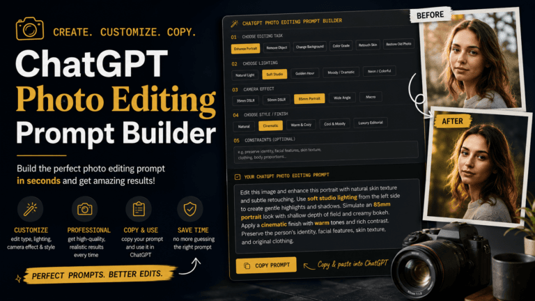 ChatGPT Photo Editing Prompt Generator (Free, Online)