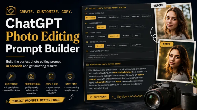 ChatGPT Photo Editing Prompt Generator (Free, Online)
