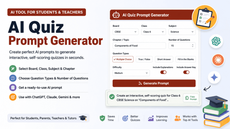 Free AI Quiz Generator Prompt Tool — No Login, No Signup