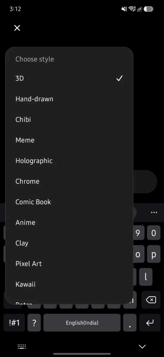 ChatGPT Sticker Generator : How to Create Custom WhatsApp and iMessage Stickers (Tested) 5 Screenshot 3d tapped to show styles 1