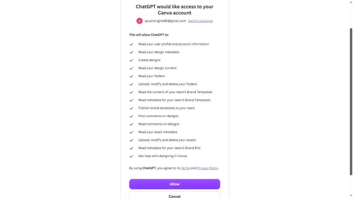 Step 5's permission screen is worth reading closely