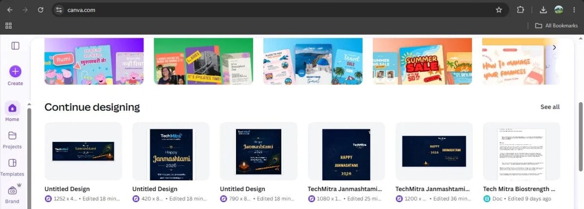 Sceenshot Canva dashboard full of "Untitled Design" entries