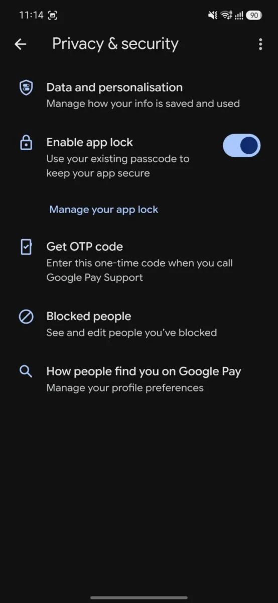 Step - 3 Screenshot - Privacy & Security Settings