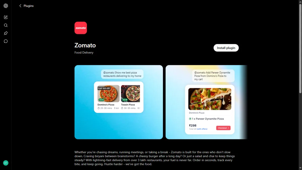 I Tested ChatGPT Plugins with Zomato and Spotify — Here's What They Can Actually Do 3 Zomato plugin dashboard
