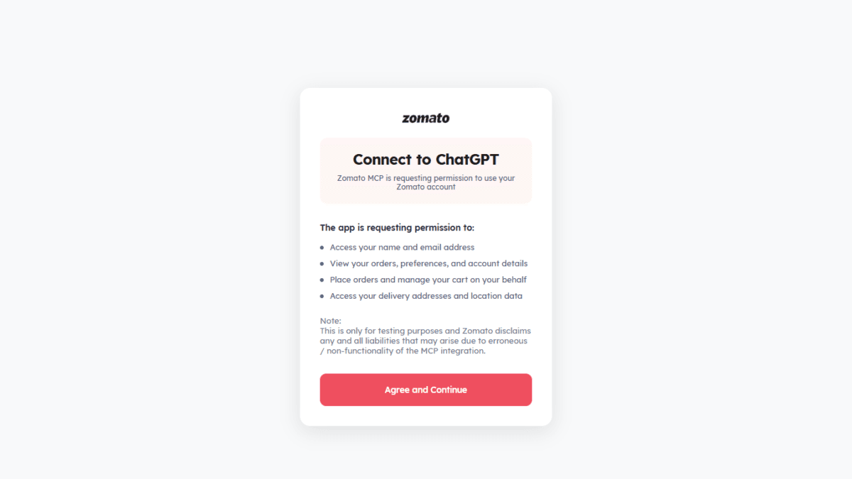 I Tested ChatGPT Plugins with Zomato and Spotify — Here's What They Can Actually Do 5 Zomato Consent screen when click installed
