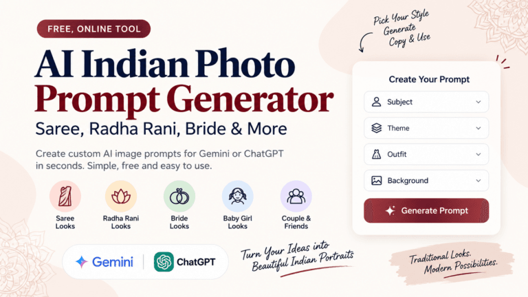 AI Saree Photo Prompt Generator – Free Tool for Gemini & ChatGPT