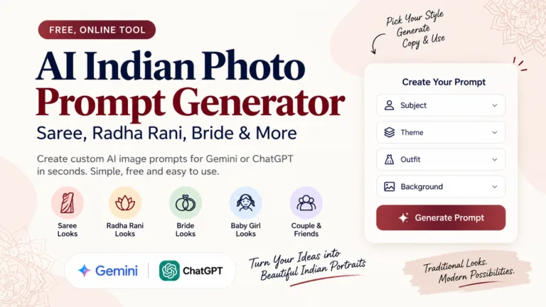 AI Saree Photo Prompt Generator – Free Tool for Gemini & ChatGPT