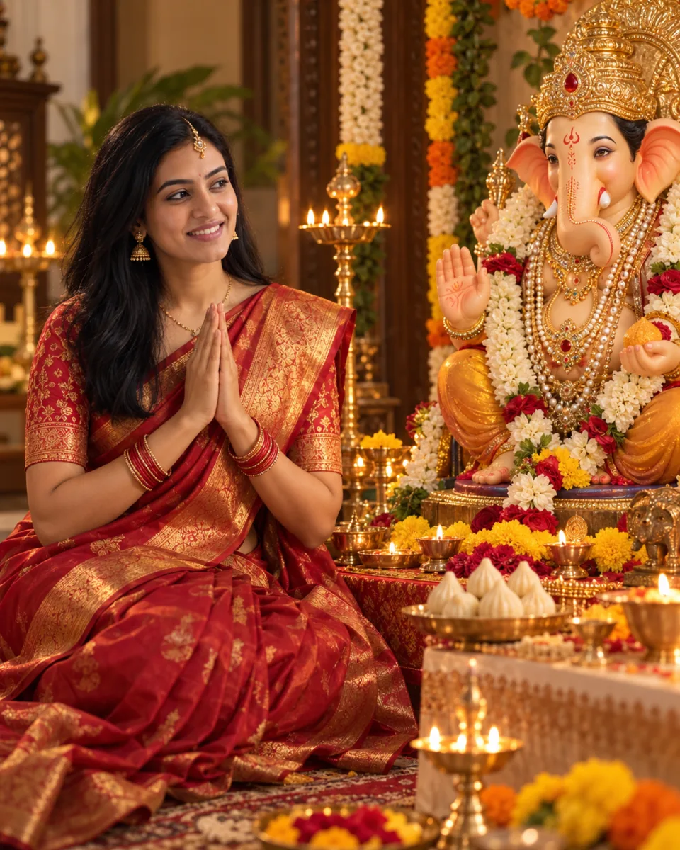 Ganesh Chaturthi AI Photo Prompts: 15 Copy-Paste Prompts to Put Yourself With Ganpati Bappa (2026) 4 result for prompt 2
