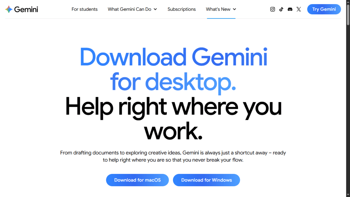Google Gemini Windows Desktop App : I Installed It and Tested Everything — Here's What I Found 2 Screenshot of Gemini download dashboard