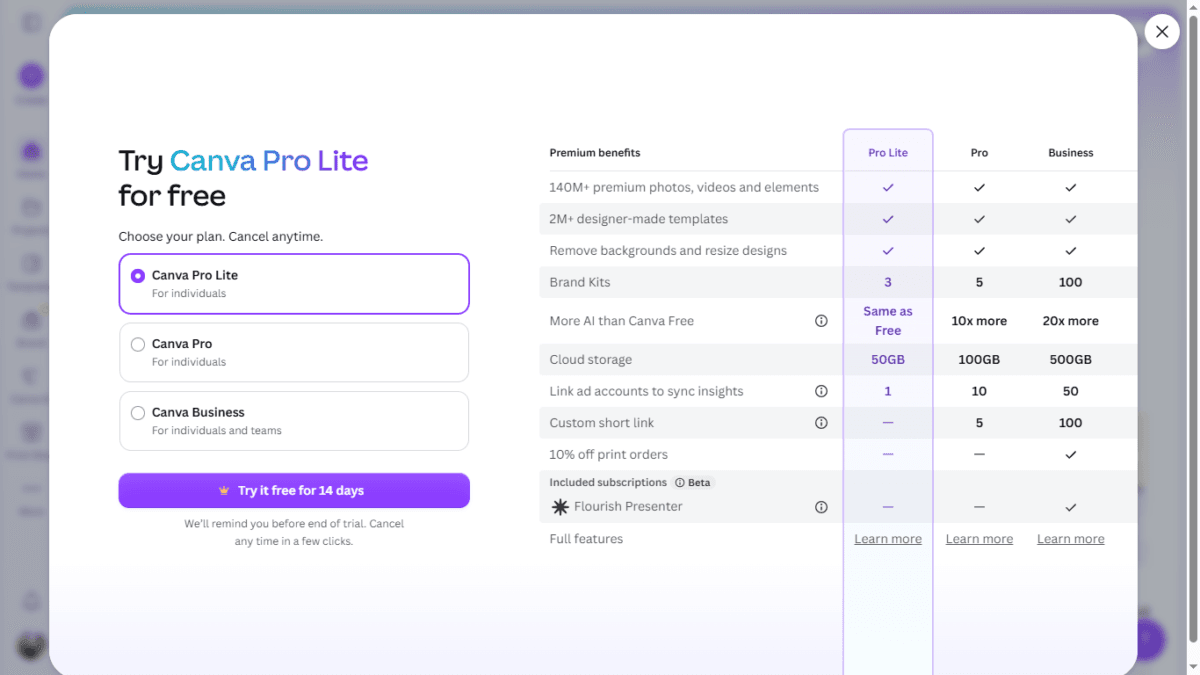 Screenshot - What Is Canva Pro Lite