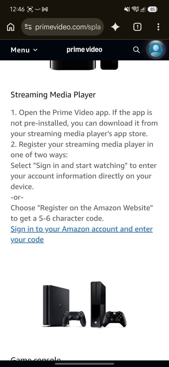 JioHome Free Amazon Prime Lite: Eligible Plans, Activation Steps and TV Setup (Tested on ₹899 AirFiber) 8 Screenshot Tap the link to sign in and enter your code