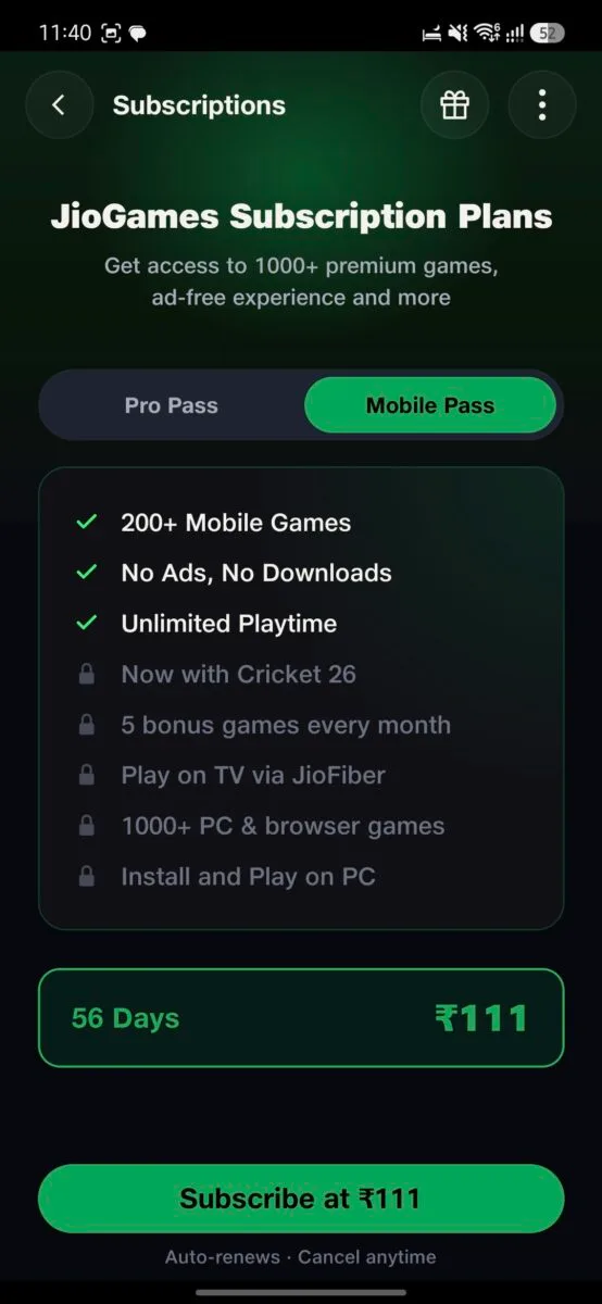 Screenshot : Mobile Pass is